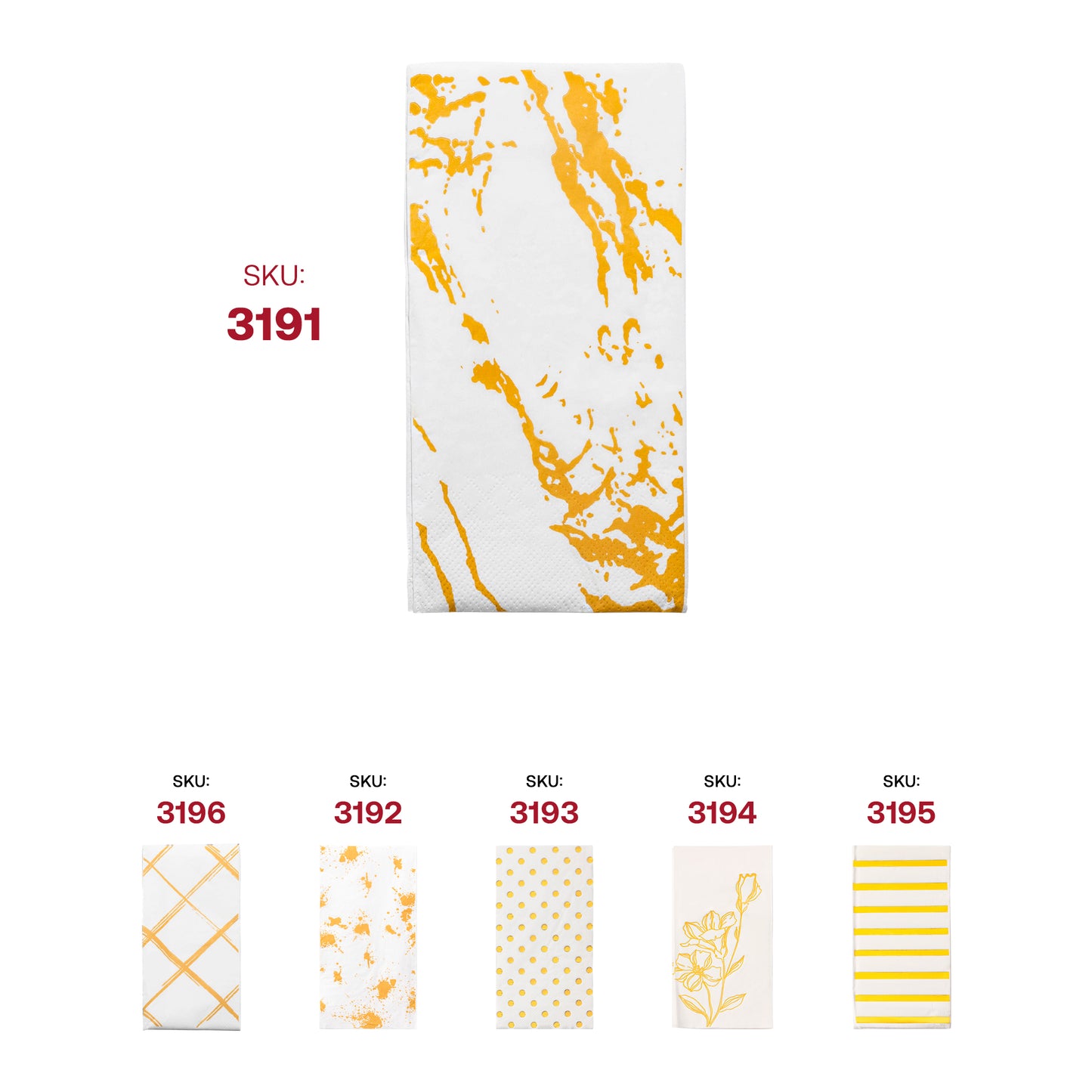 White with Gold Marble Paper Dinner Napkins SKU | The Kaya Collection