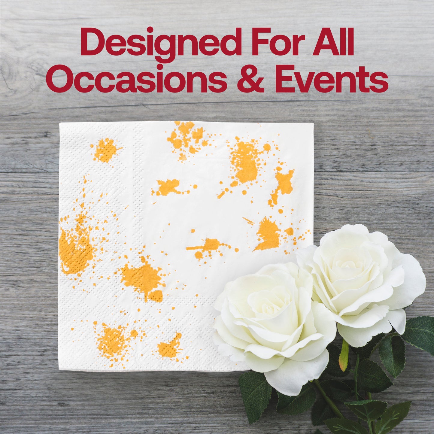 White with Gold Paint Splatter Paper Beverage/Cocktail Napkins Lifestyle | The Kaya Collection