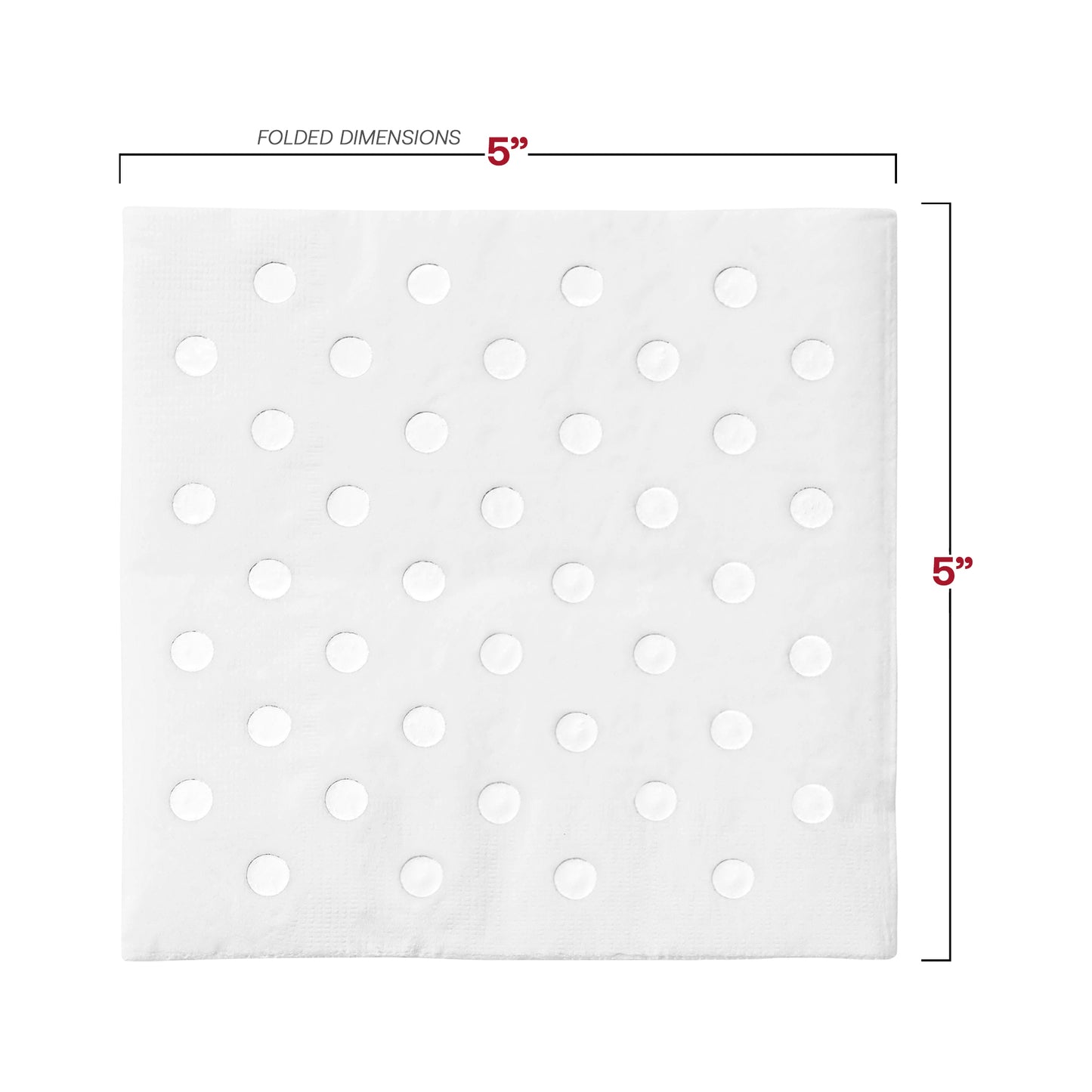 White with Silver Dots Paper Beverage/Cocktail Napkins Dimension | The Kaya Collection
