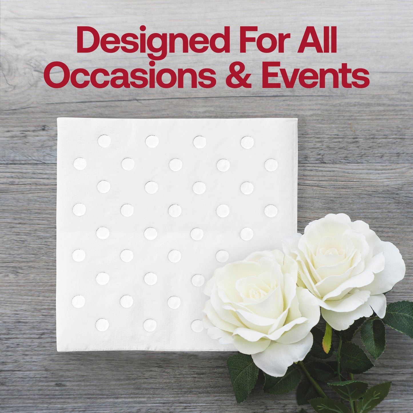 White with Silver Dots Paper Beverage/Cocktail Napkins Lifestyle | The Kaya Collection