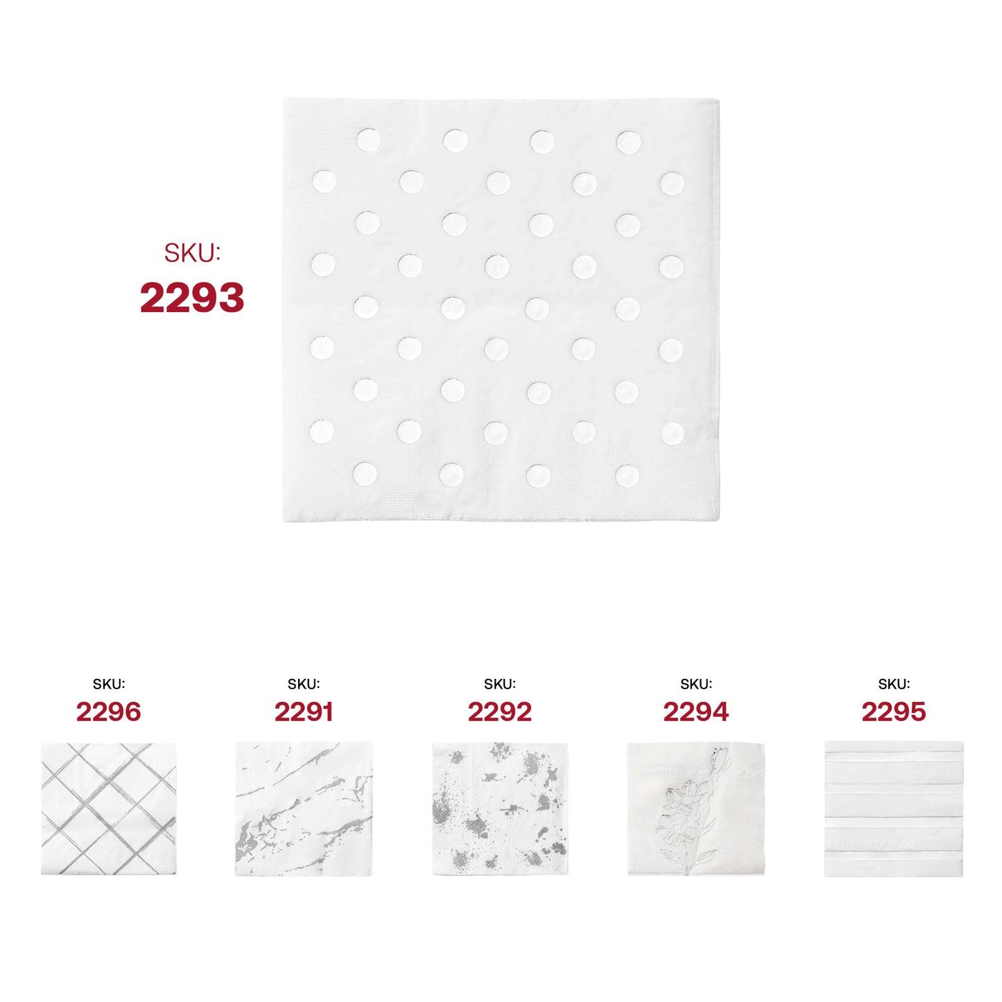 White with Silver Dots Paper Beverage/Cocktail Napkins SKU | The Kaya Collection