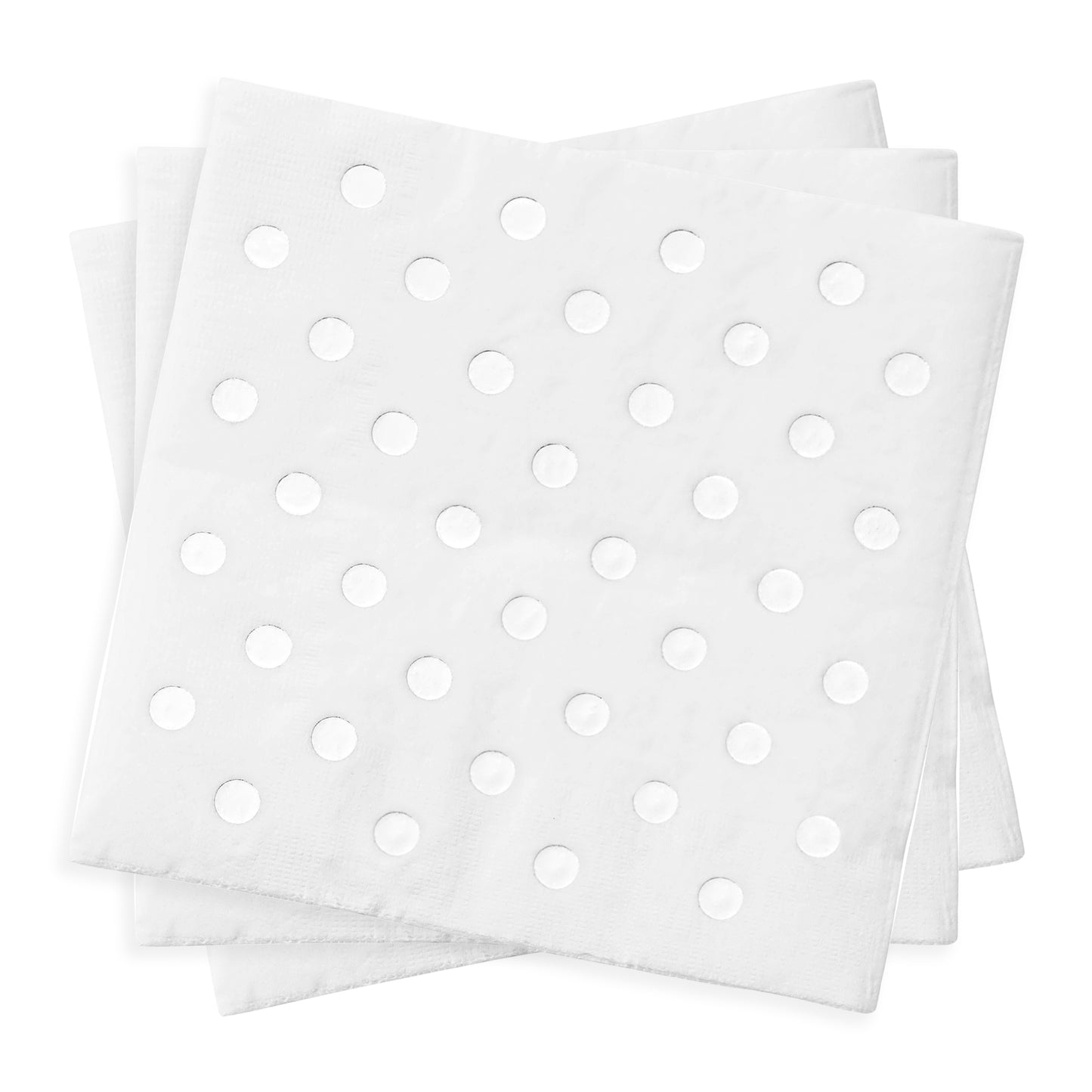 White with Silver Dots Paper Beverage/Cocktail Napkins Secondary | The Kaya Collection