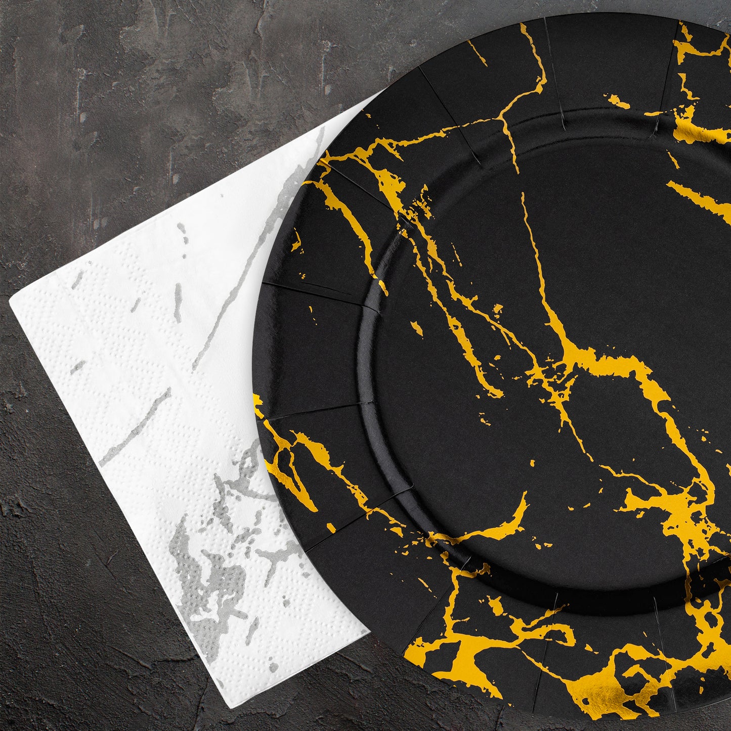 White with Silver Marble Disposable Paper Dinner Napkins