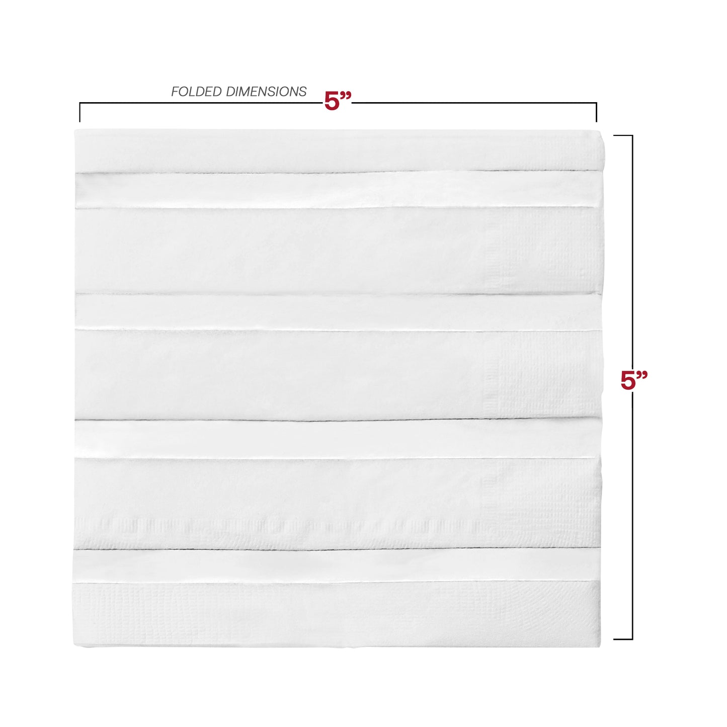 White with Silver Stripes Paper Beverage/Cocktail Napkins Dimension | The Kaya Collection