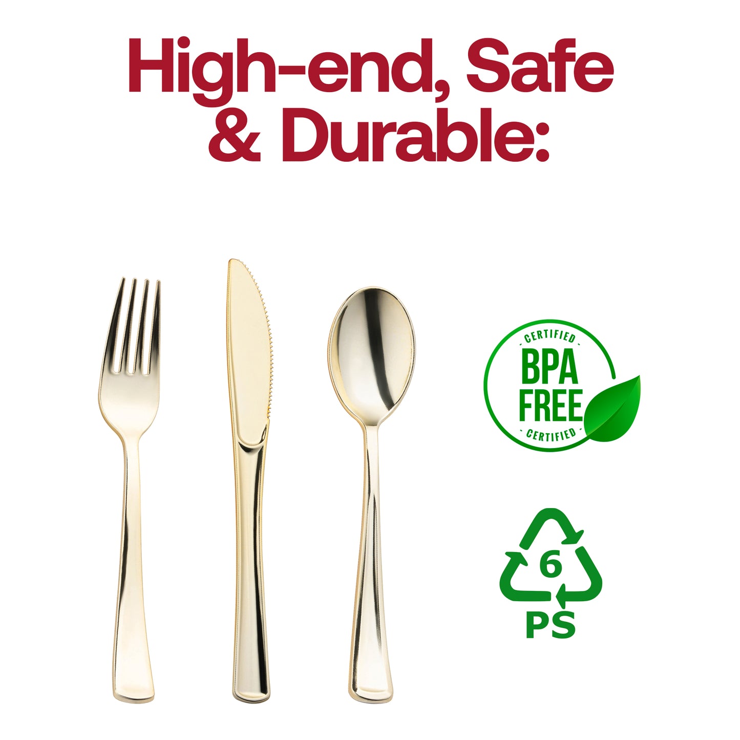 Shiny Gold Classic Cutlery Plastic Cutlery Set