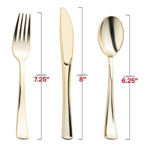 Shiny Gold Classic Cutlery Plastic Cutlery Set