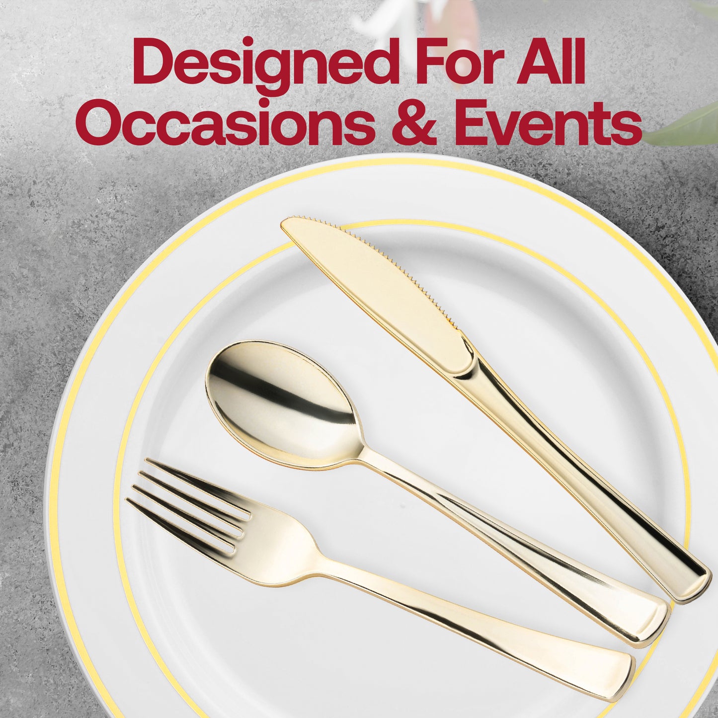 Shiny Gold Classic Cutlery Plastic Cutlery Set