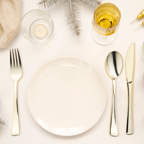 Shiny Gold Classic Cutlery Plastic Cutlery Set