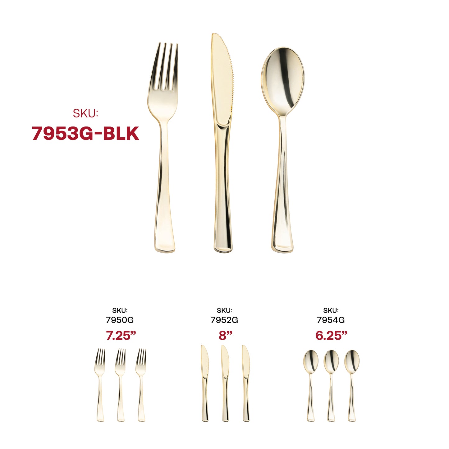Shiny Gold Classic Cutlery Plastic Cutlery Set