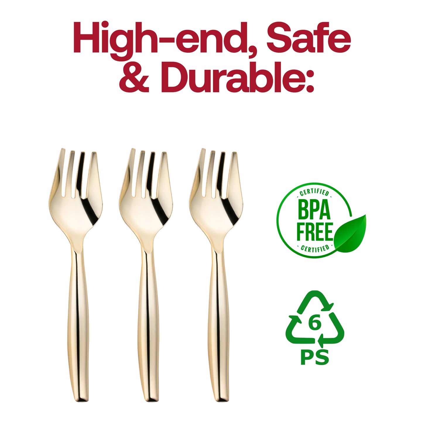 Gold Disposable Plastic Serving Forks BPA | The Kaya Collection