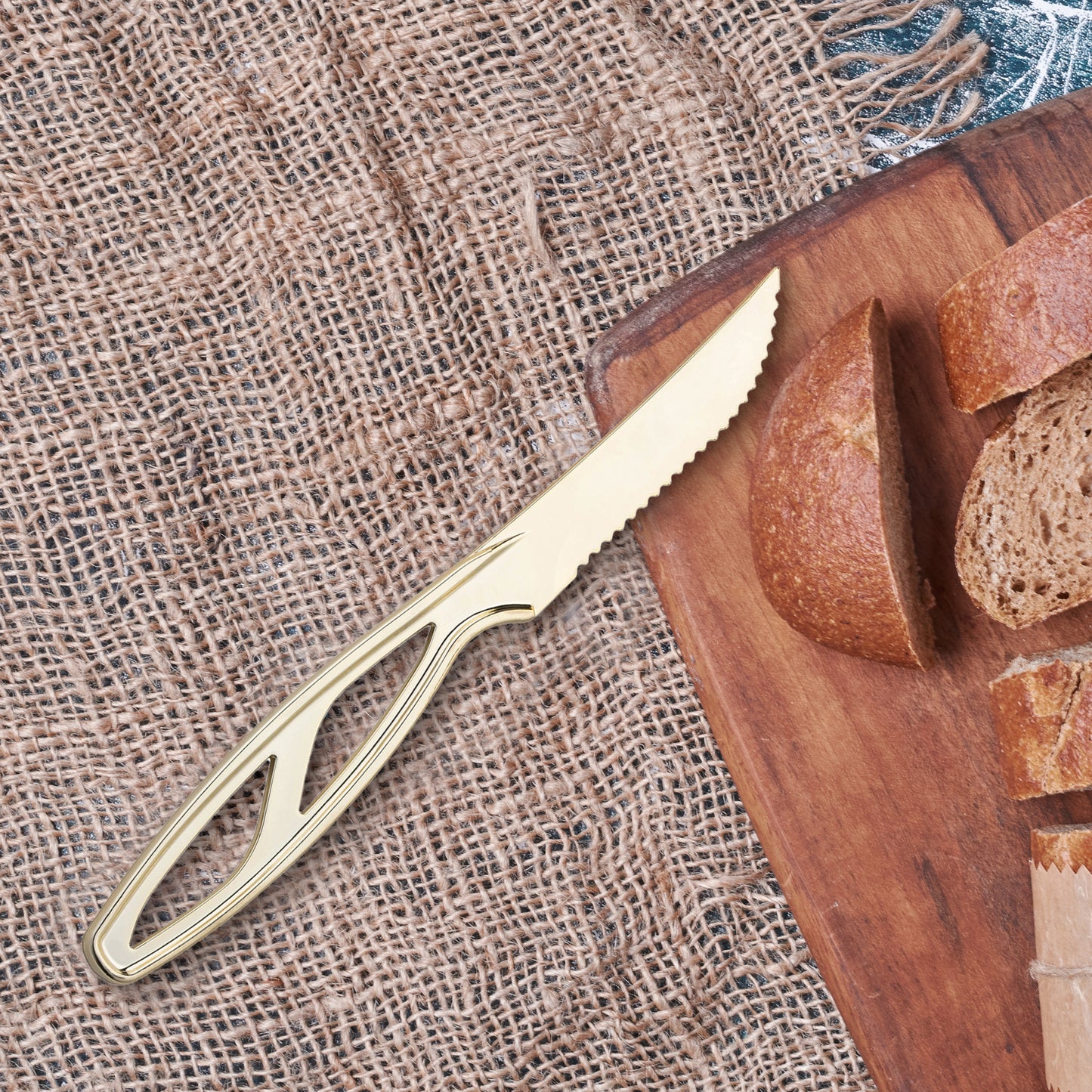 Gold Plastic Disposable Steak Knives