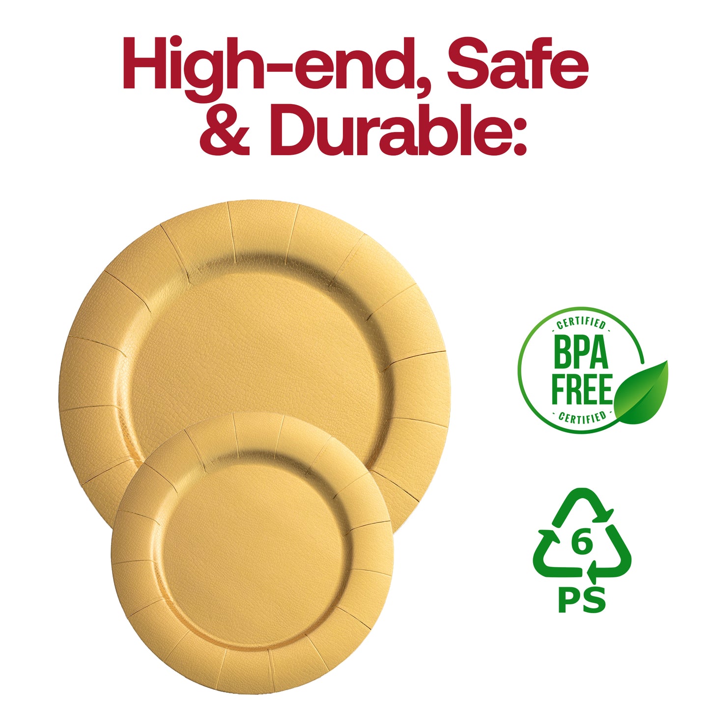 Gold Round Paper Disposable Charger Plates (13")
