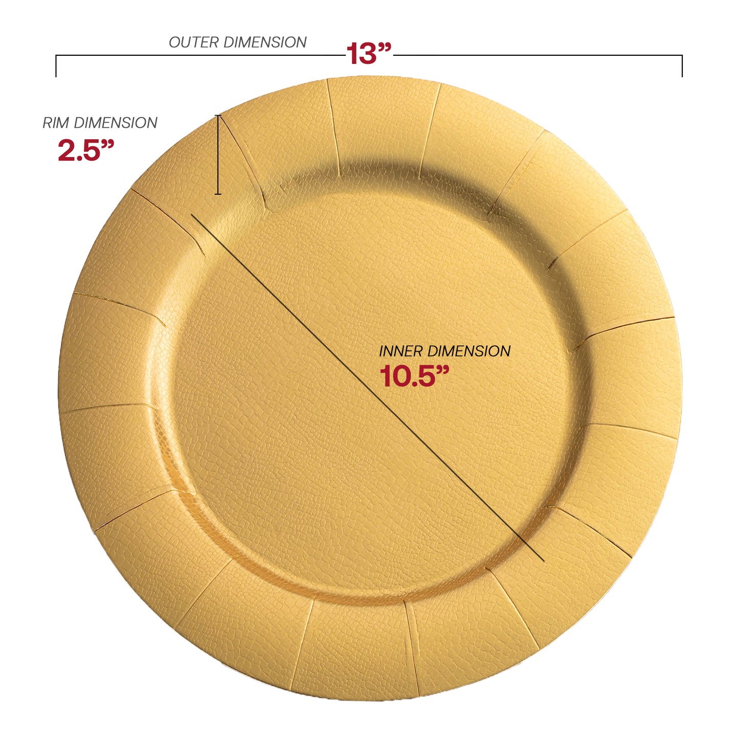 Gold Round Paper Disposable Charger Plates (13")