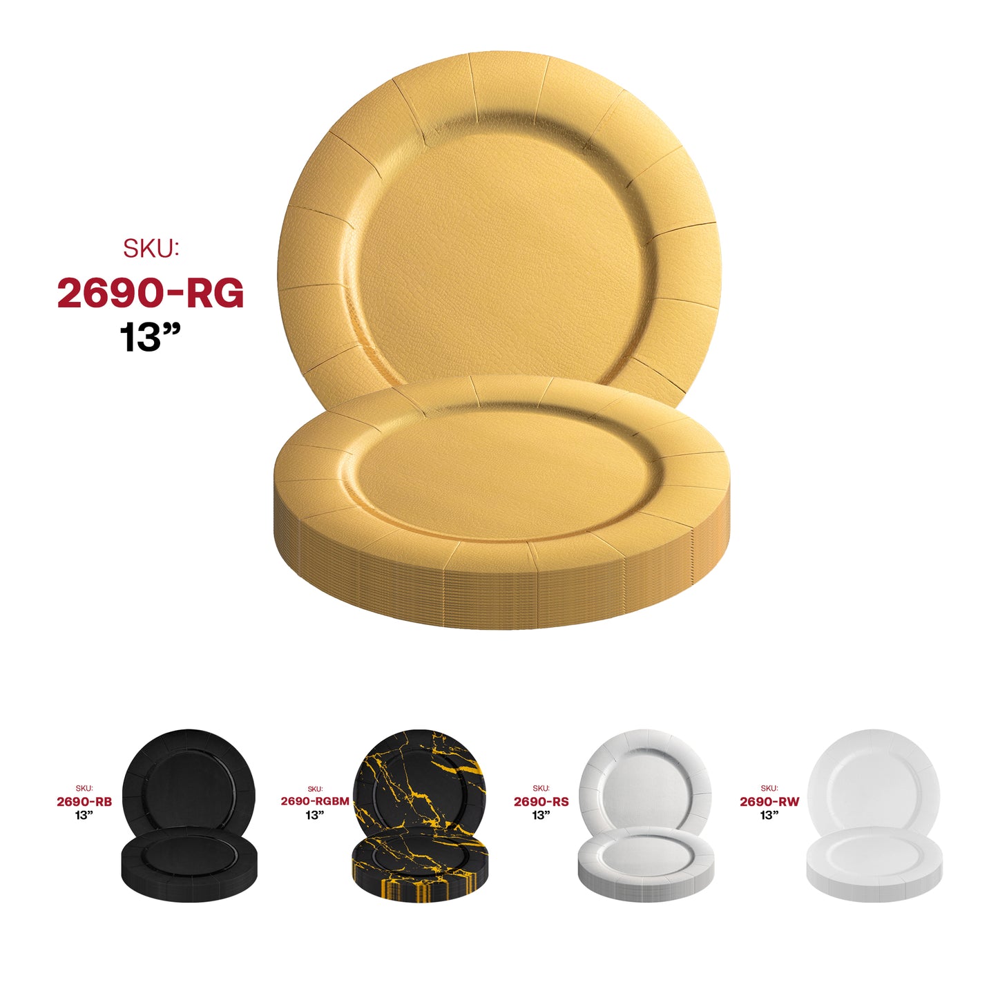 Gold Round Paper Disposable Charger Plates (13")