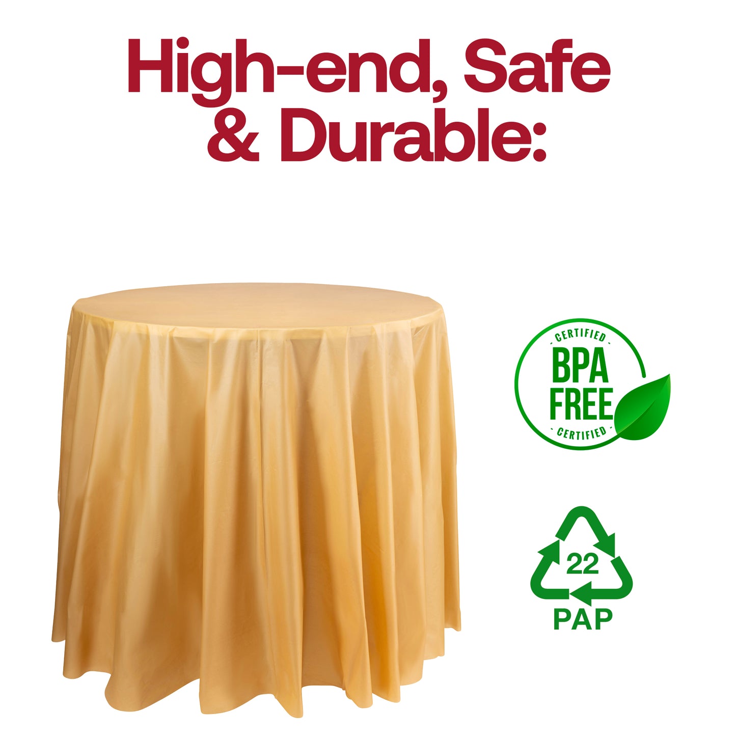 Gold Round Plastic Tablecloths (84")