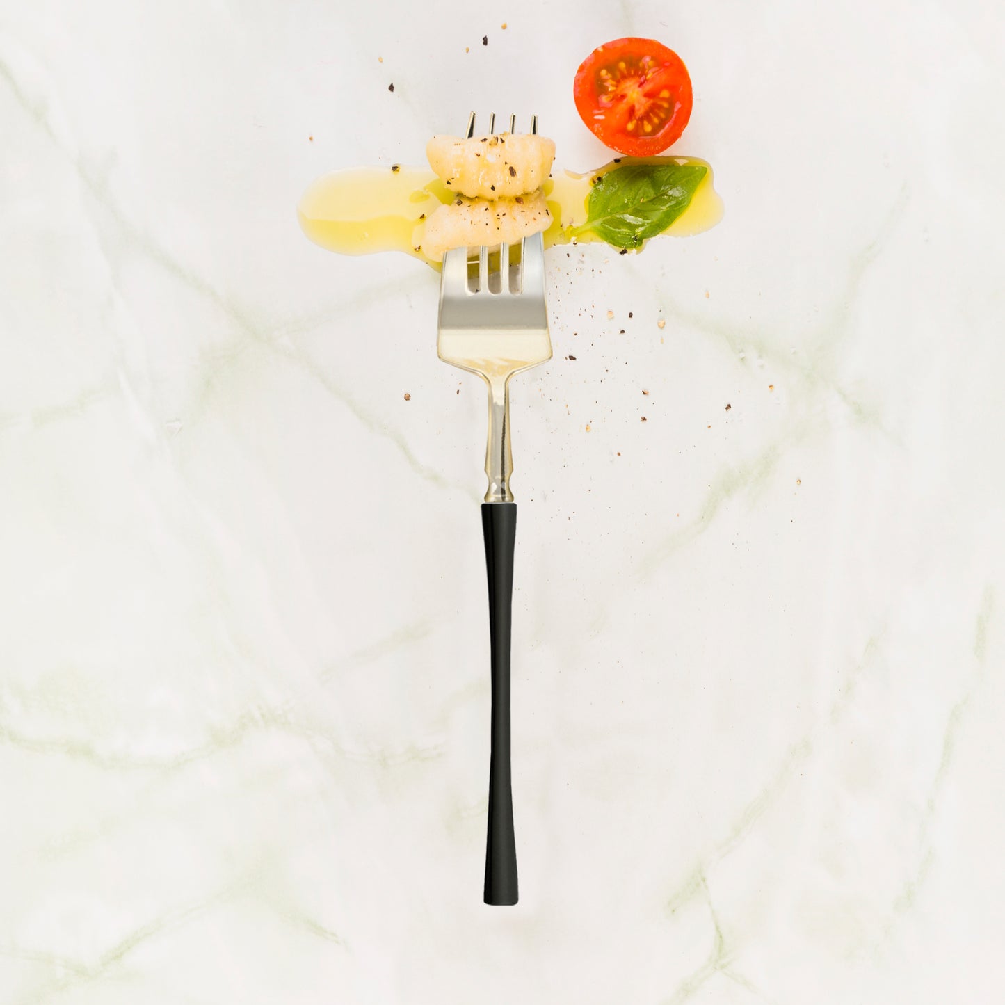 Shiny Gold with Black Handle Moderno Disposable Plastic Dinner Forks