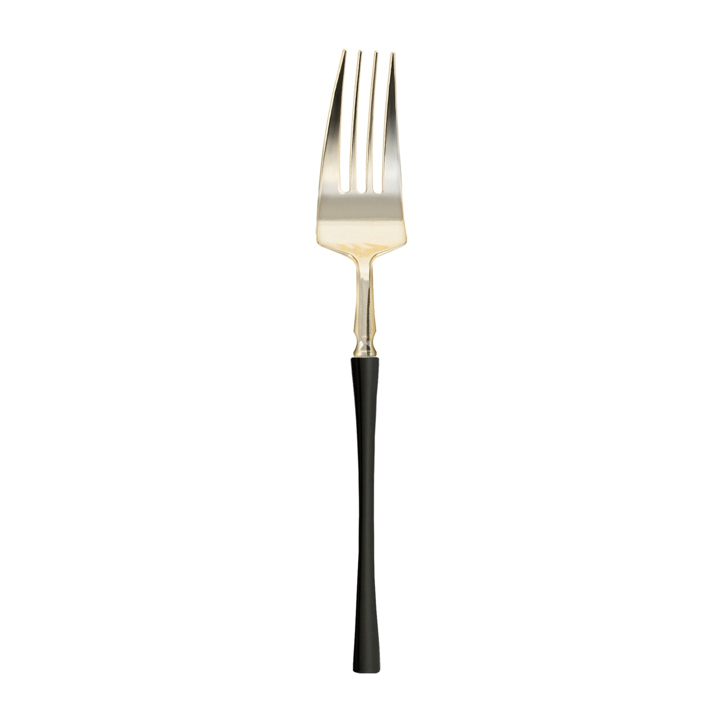 Shiny Gold with Black Handle Moderno Disposable Plastic Dinner Forks