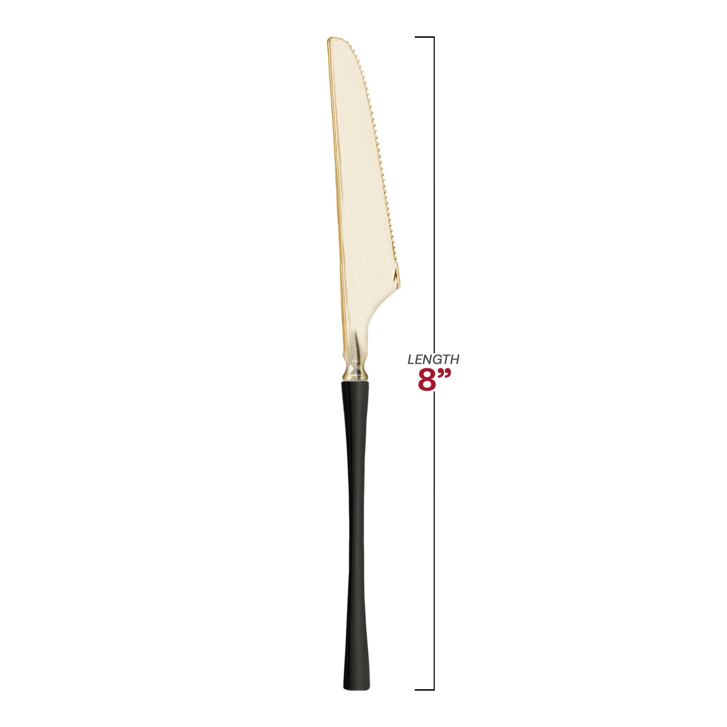 Shiny Gold with Black Handle Moderno Disposable Plastic Dinner Knives