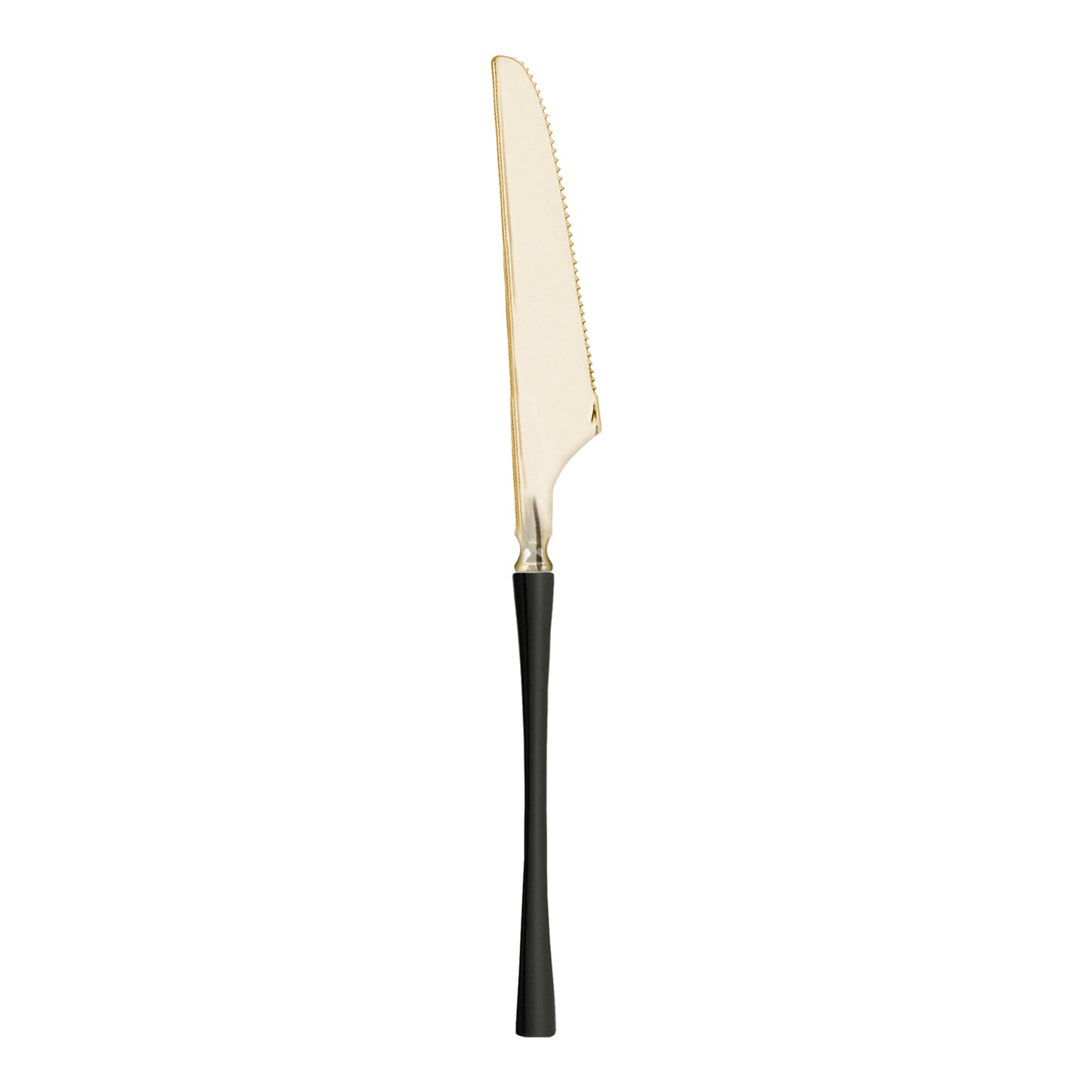 Shiny Gold with Black Handle Moderno Disposable Plastic Dinner Knives