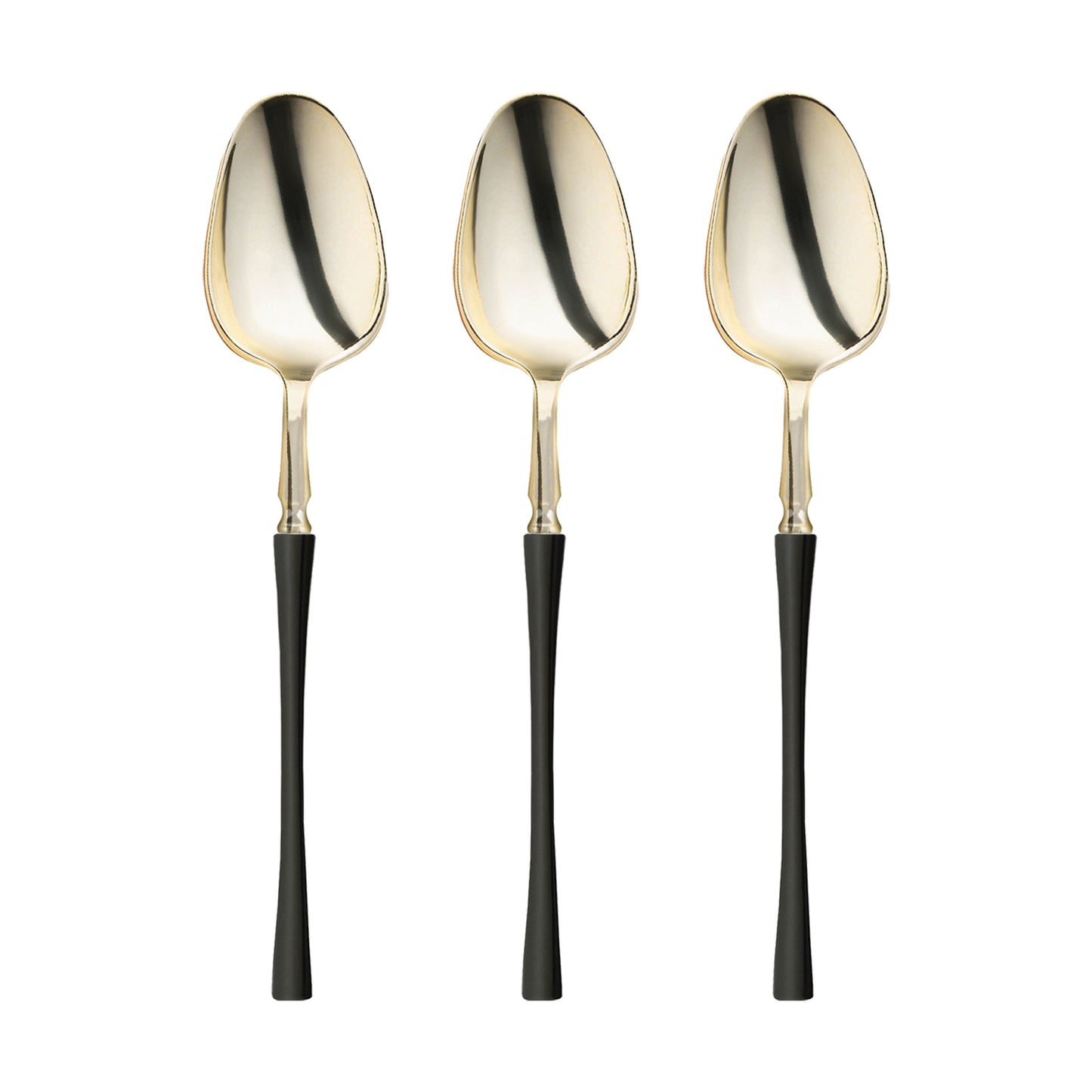 Shiny Gold with Black Handle Moderno Disposable Plastic Dinner Spoons