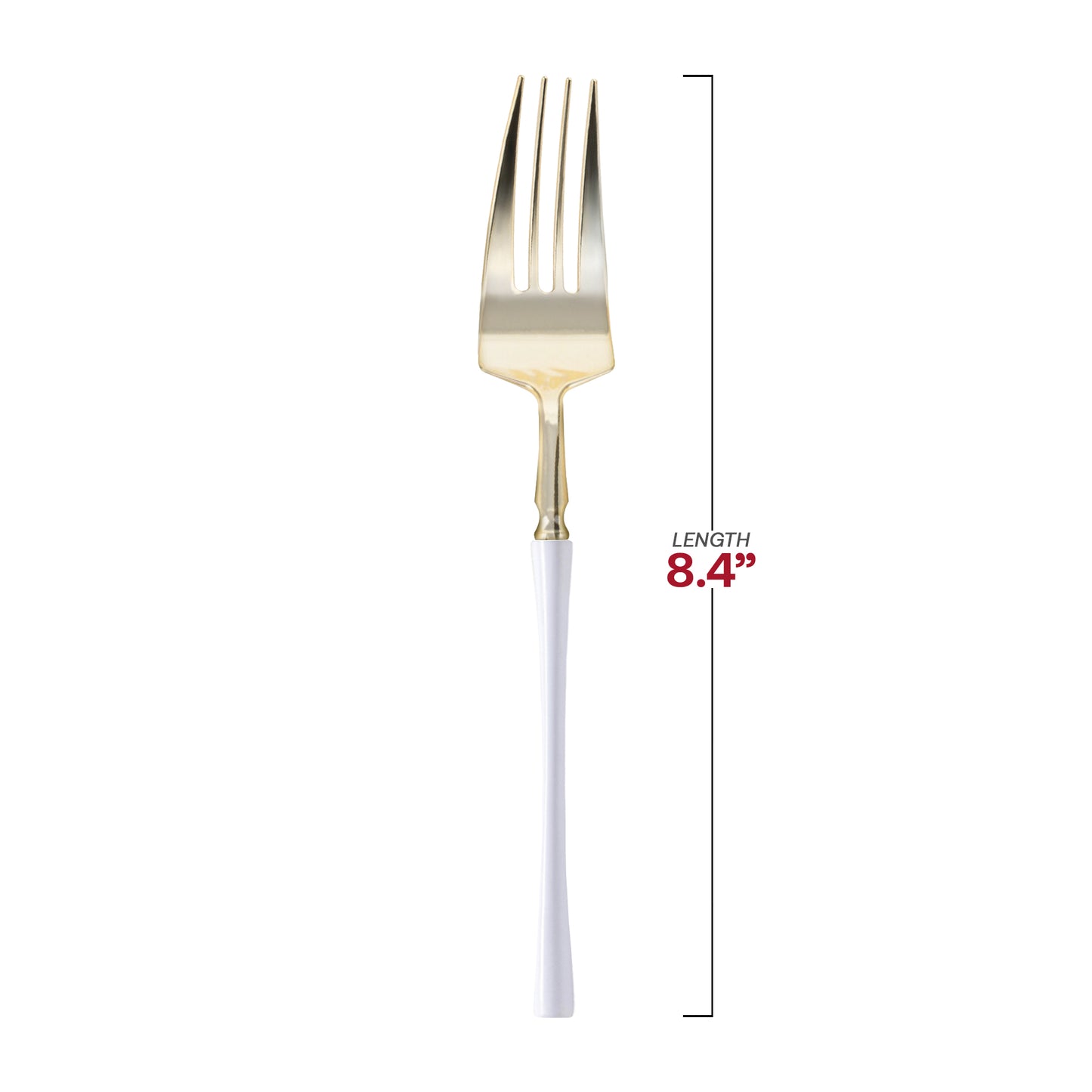 Gold with White Handle Moderno Disposable Plastic Dinner Forks Dimension | The Kaya Collection