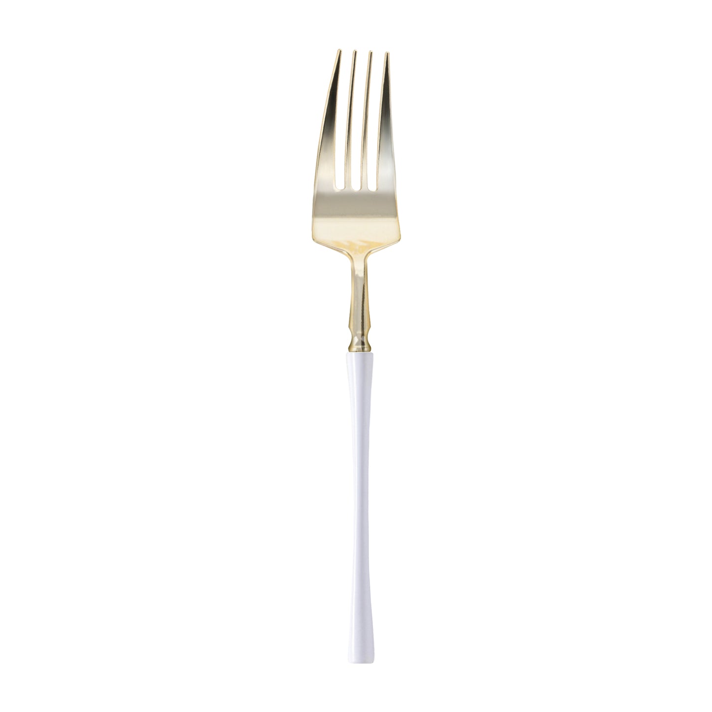 Gold with White Handle Moderno Disposable Plastic Dinner Forks Main | The Kaya Collection