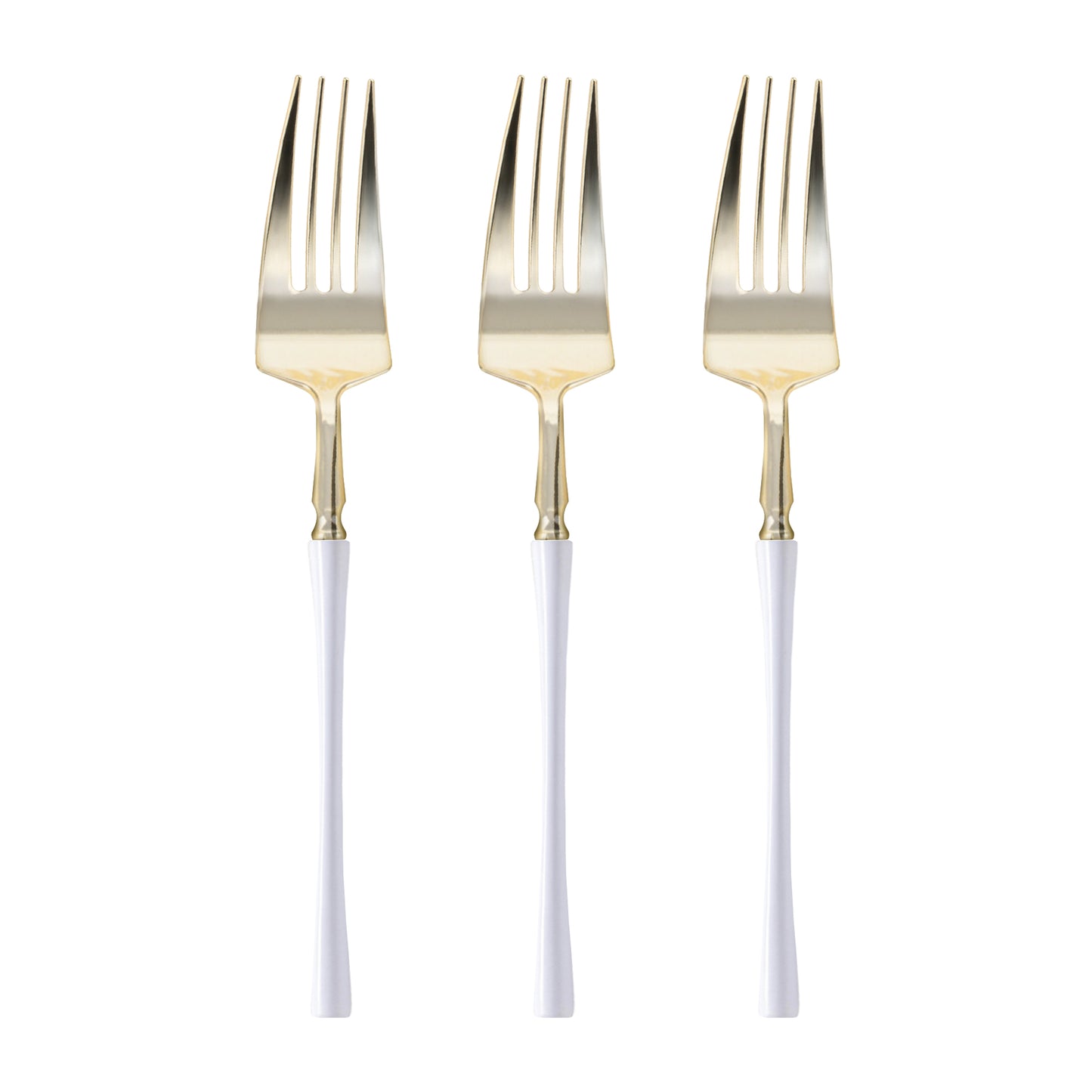 Gold with White Handle Moderno Disposable Plastic Dinner Forks Secondary | The Kaya Collection