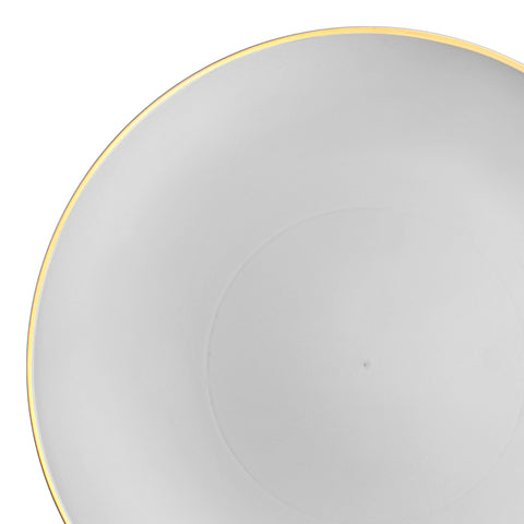 Gray with Gold Rim Organic Round Disposable Plastic Appetizer/Salad Plates (7.5