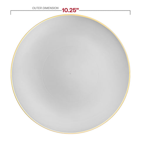 Gray with Gold Organic Round Disposable Plastic Dinner Plates (10.25