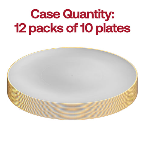 Gray with Gold Organic Round Disposable Plastic Dinner Plates (10.25
