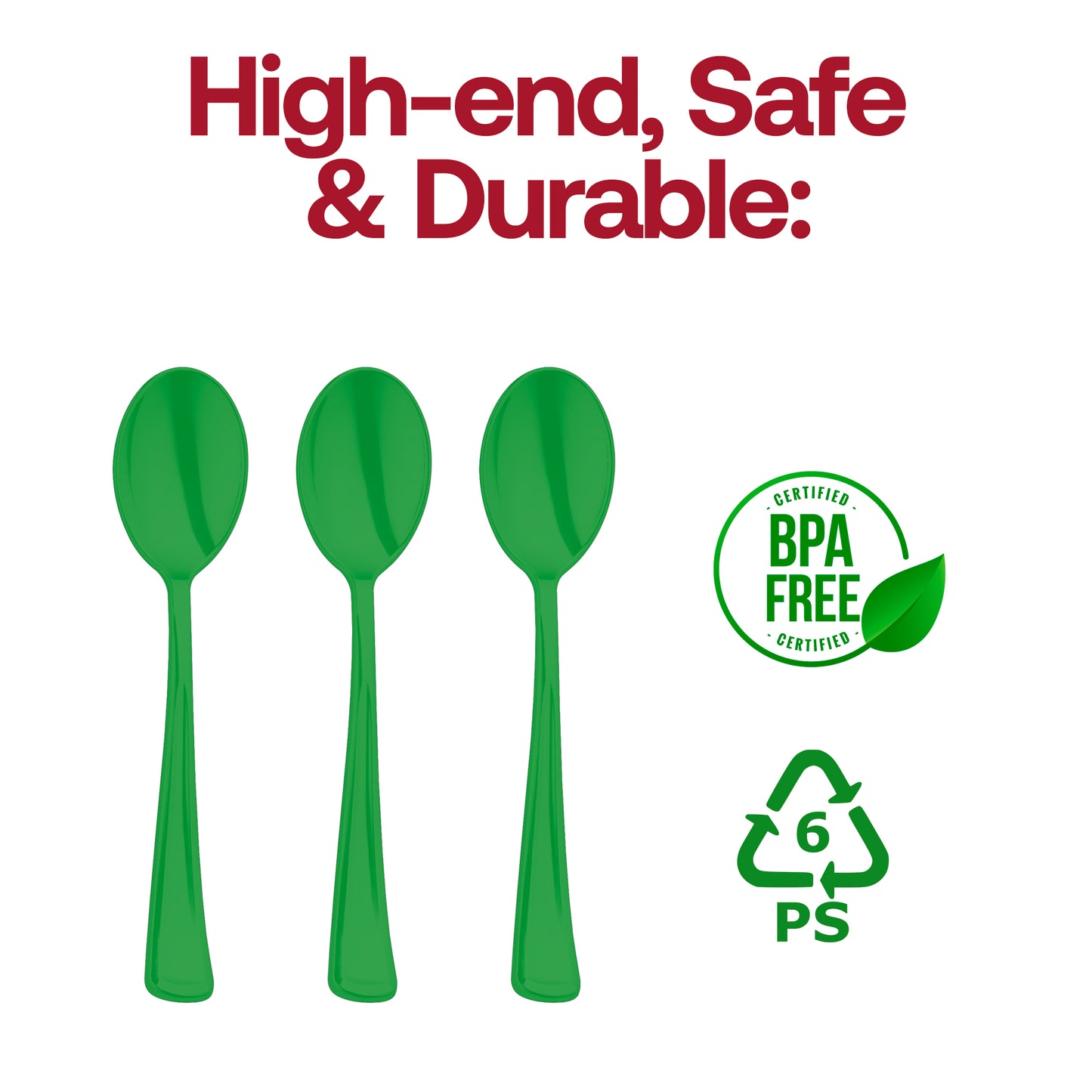 Green Disposable Plastic Party Spoons