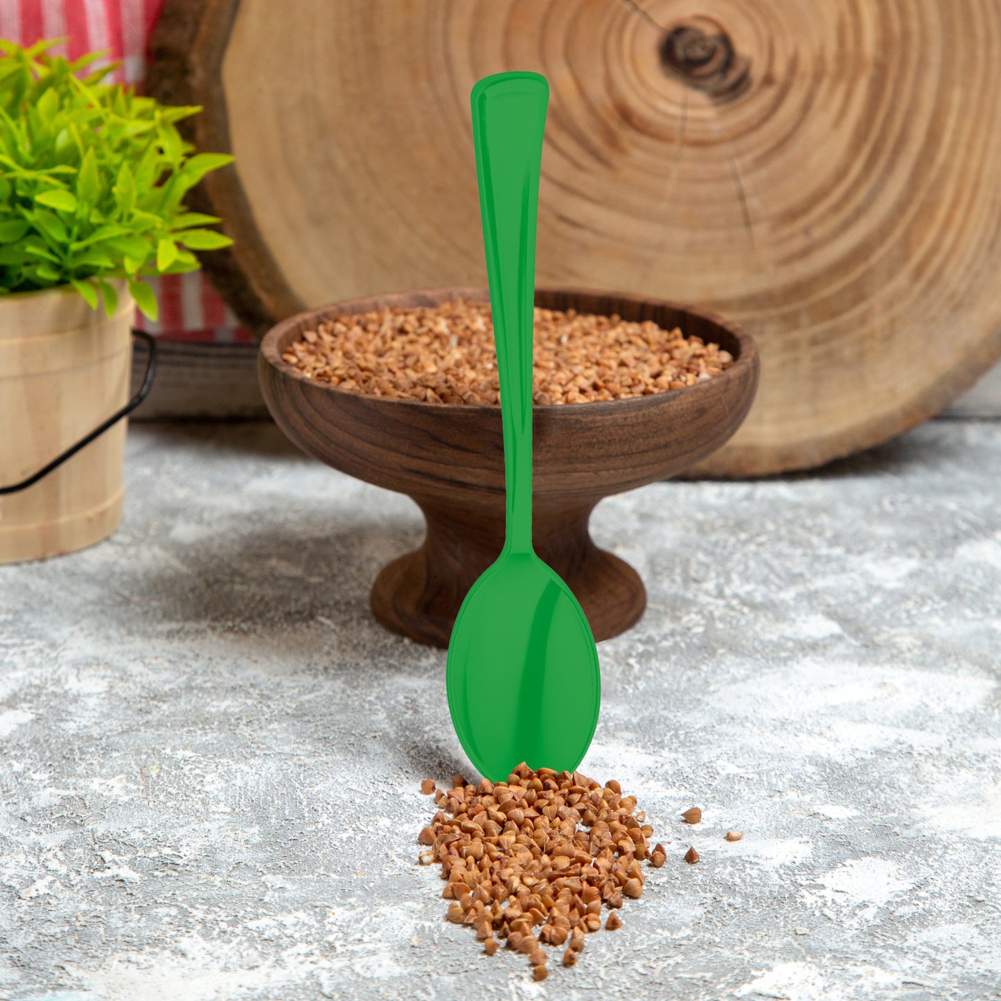 Green Disposable Plastic Party Spoons