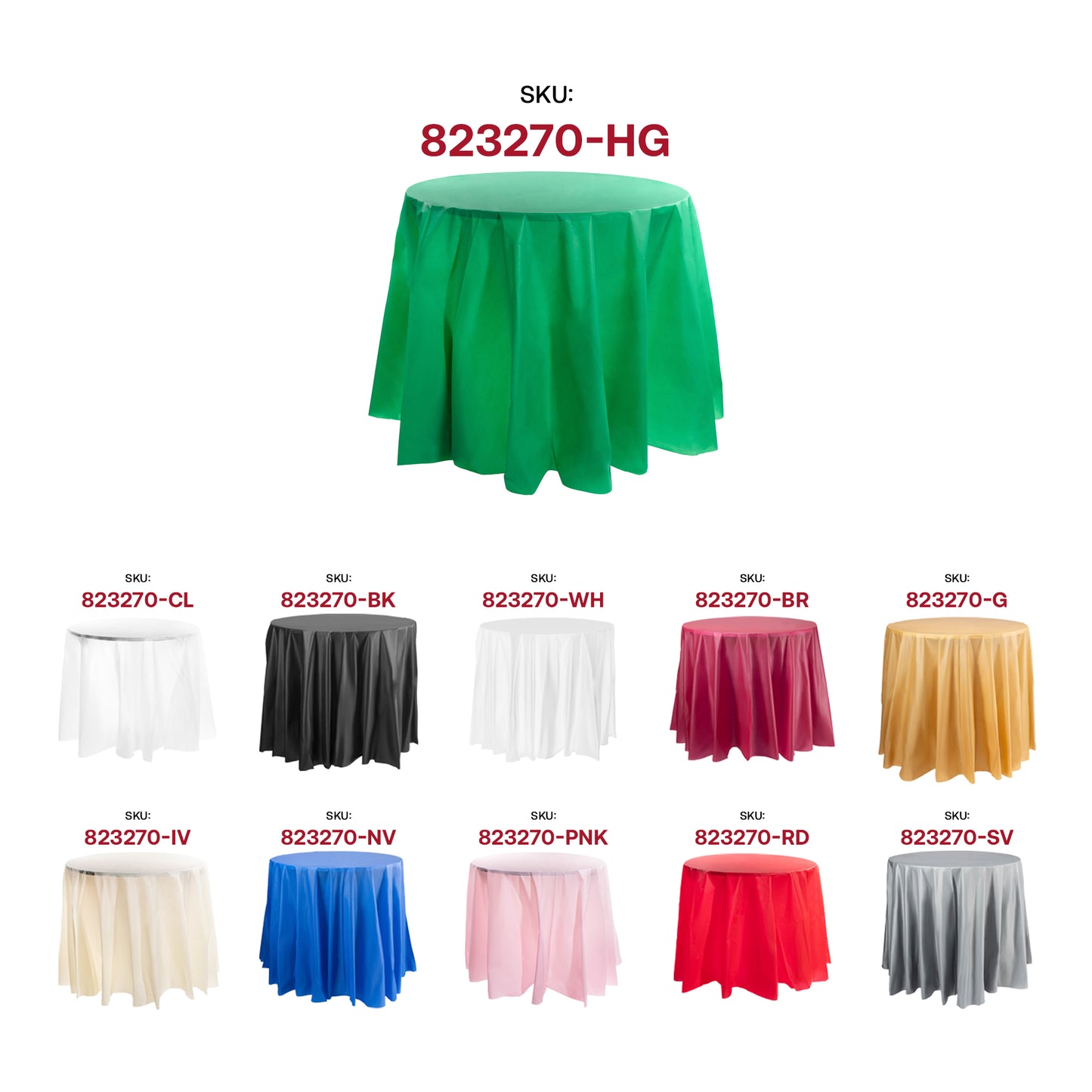 Hunter Green Round Plastic Tablecloths (84")