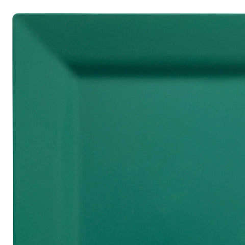 Hunter Green Square Disposable Plastic Dinner Plates (9.5