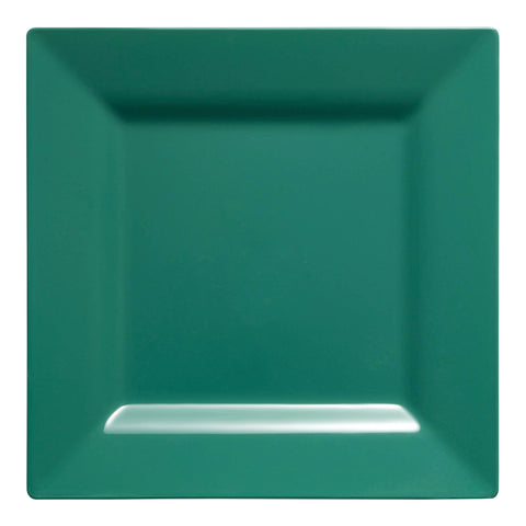 Hunter Green Square Disposable Plastic Dinner Plates (9.5