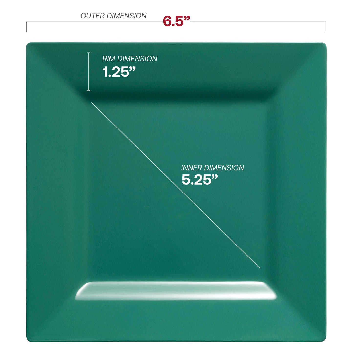 Hunter Green Square Disposable Plastic Cake Plates (6.5")