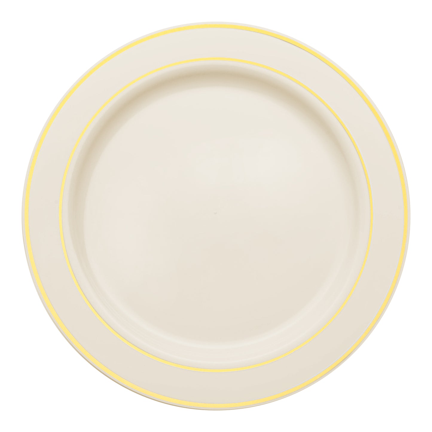 Ivory with Gold Edge Rim Plastic Appetizer/Salad Plates (7.5") | The Kaya Collection