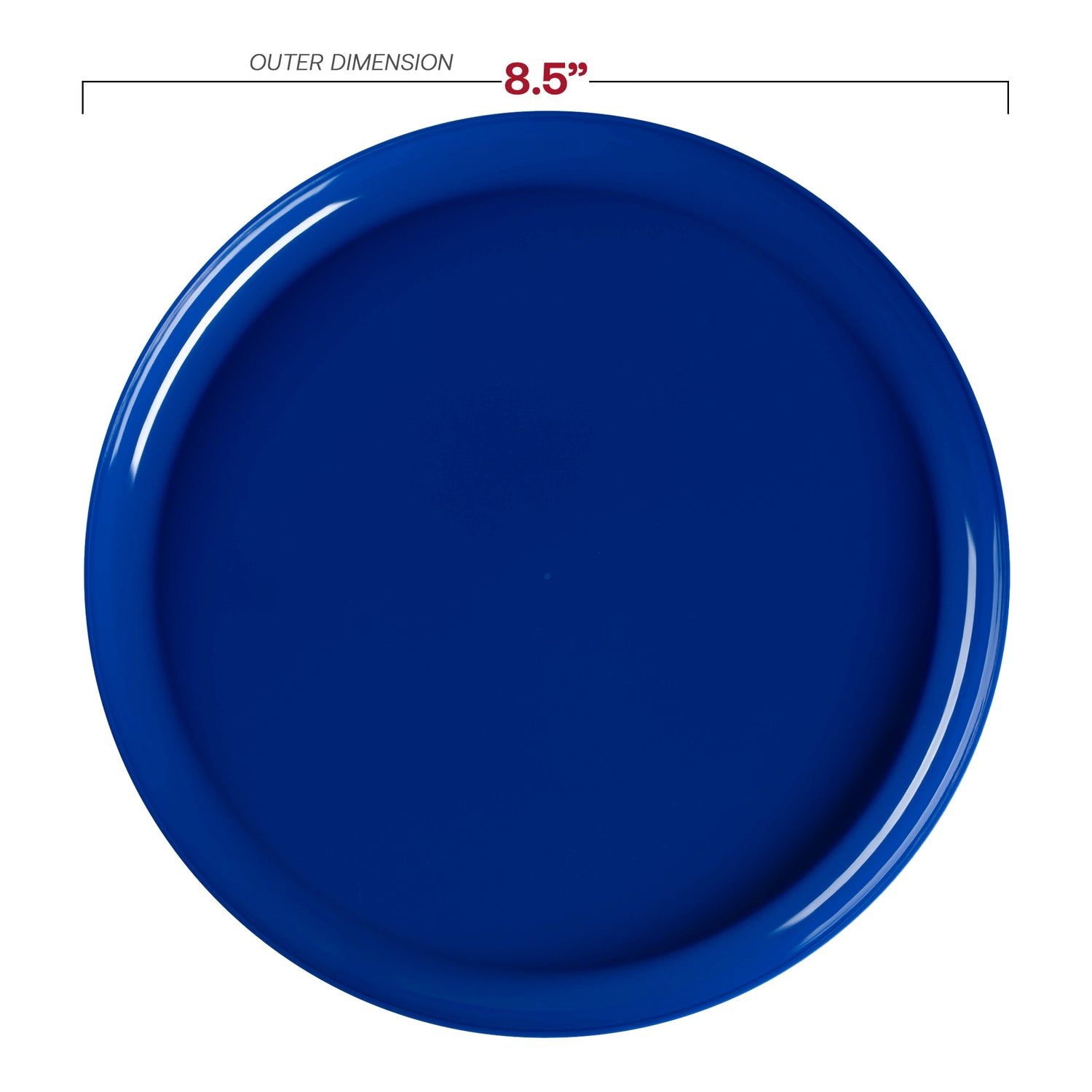 Light Blue Flat Round Disposable Plastic Appetizer/Salad Plates (8.5") Dimension | The Kaya Collection