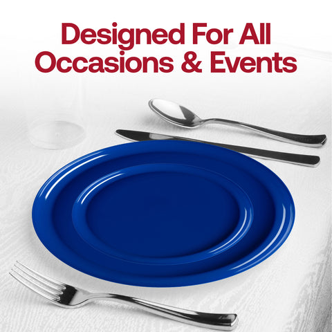 Light Blue Flat Round Disposable Plastic Appetizer/Salad Plates (8.5