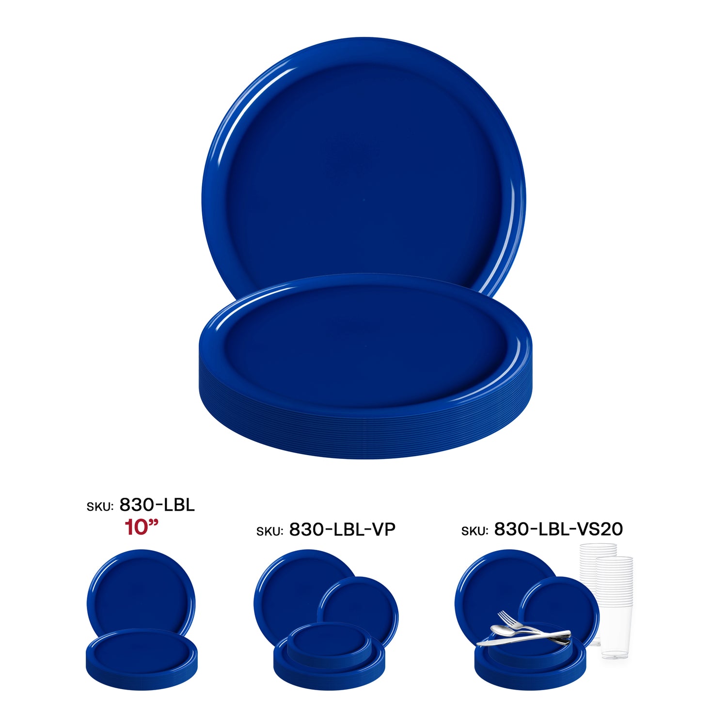 Light Blue Flat Round Disposable Plastic Appetizer/Salad Plates (8.5") SKU | The Kaya Collection