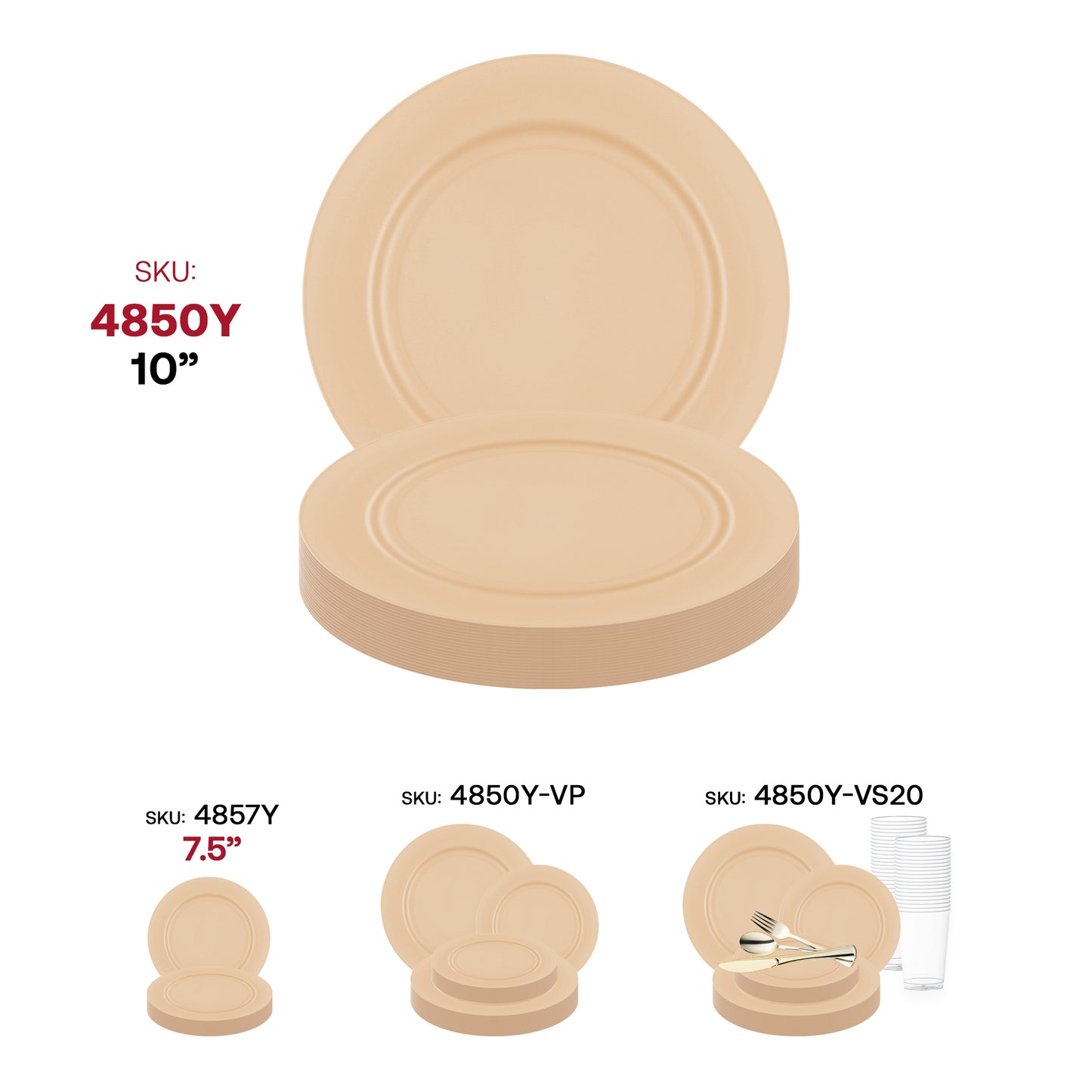 Matte Bright Yellow Round Plastic Dinner Plates (10")