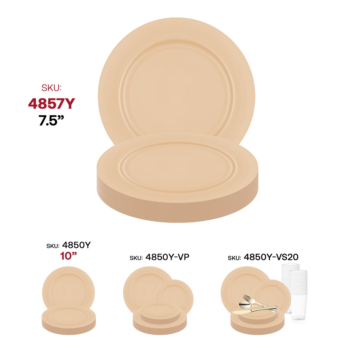 Matte Bright Yellow Round Plastic Salad Plates (7.5")