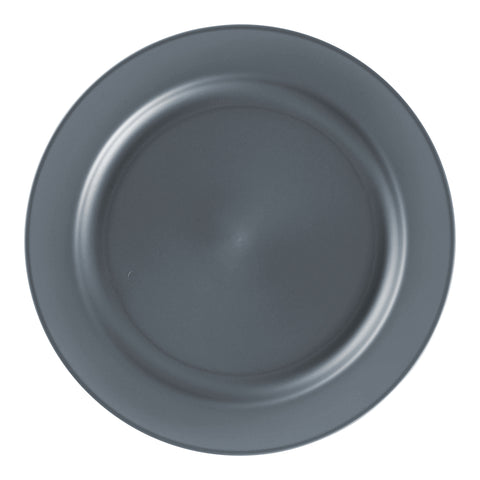 Matte Charcoal Gray Round Plastic Dinner Plates (10