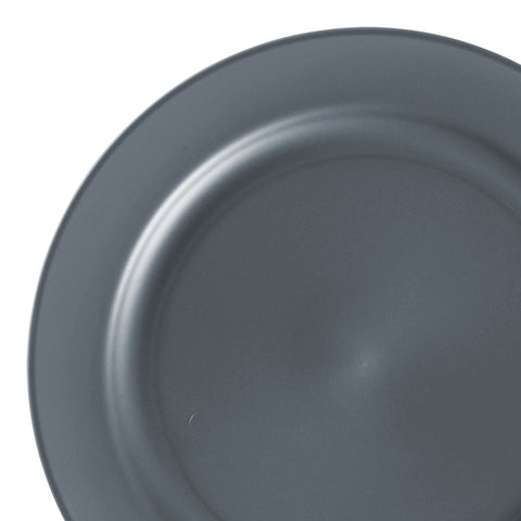 Matte Charcoal Gray Round Plastic Salad Plates (7.5