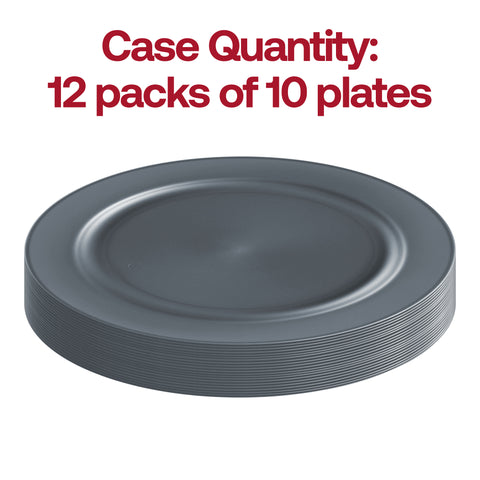 Matte Charcoal Gray Round Plastic Salad Plates (7.5
