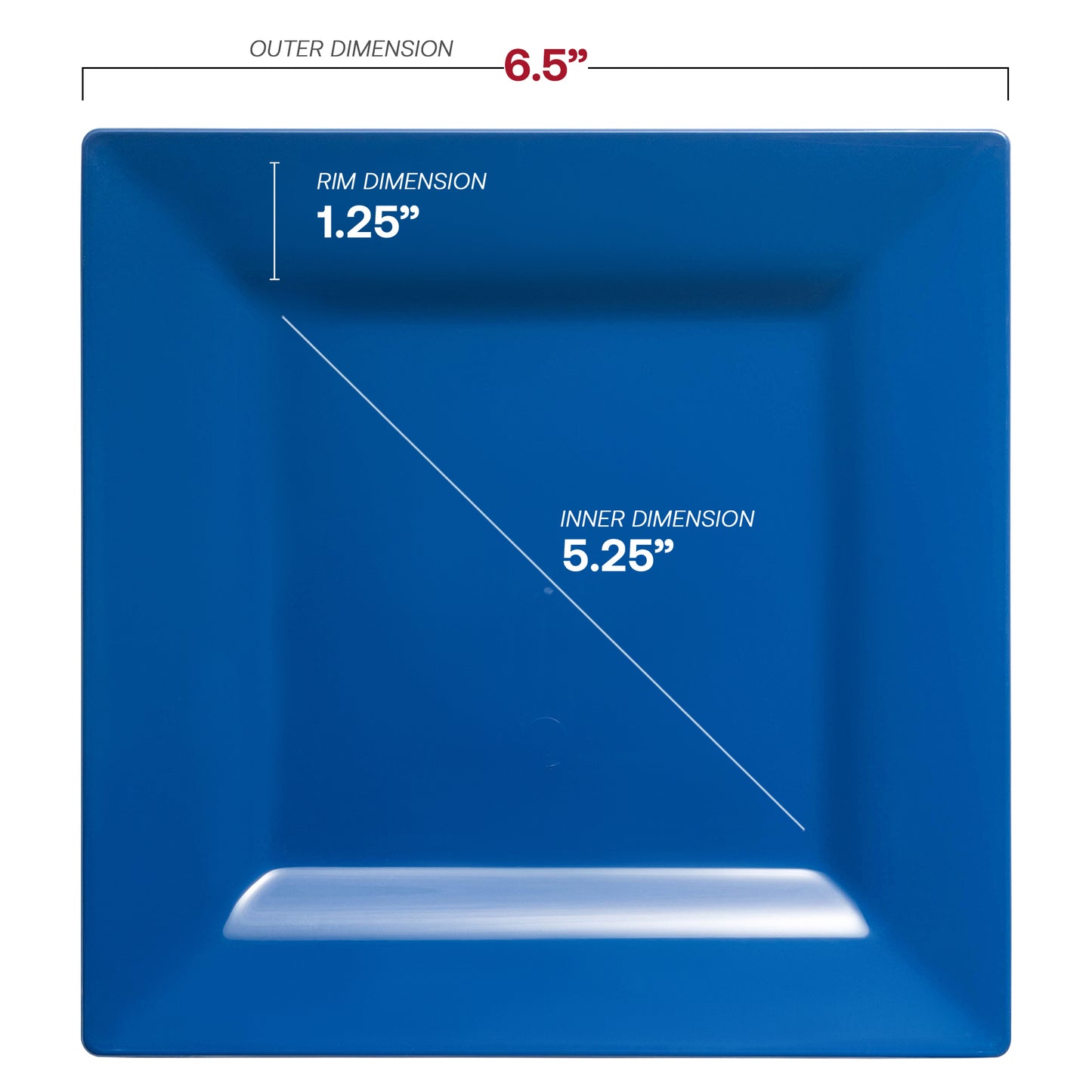 Midnight Blue Square Disposable Plastic Cake Plates (6.5")