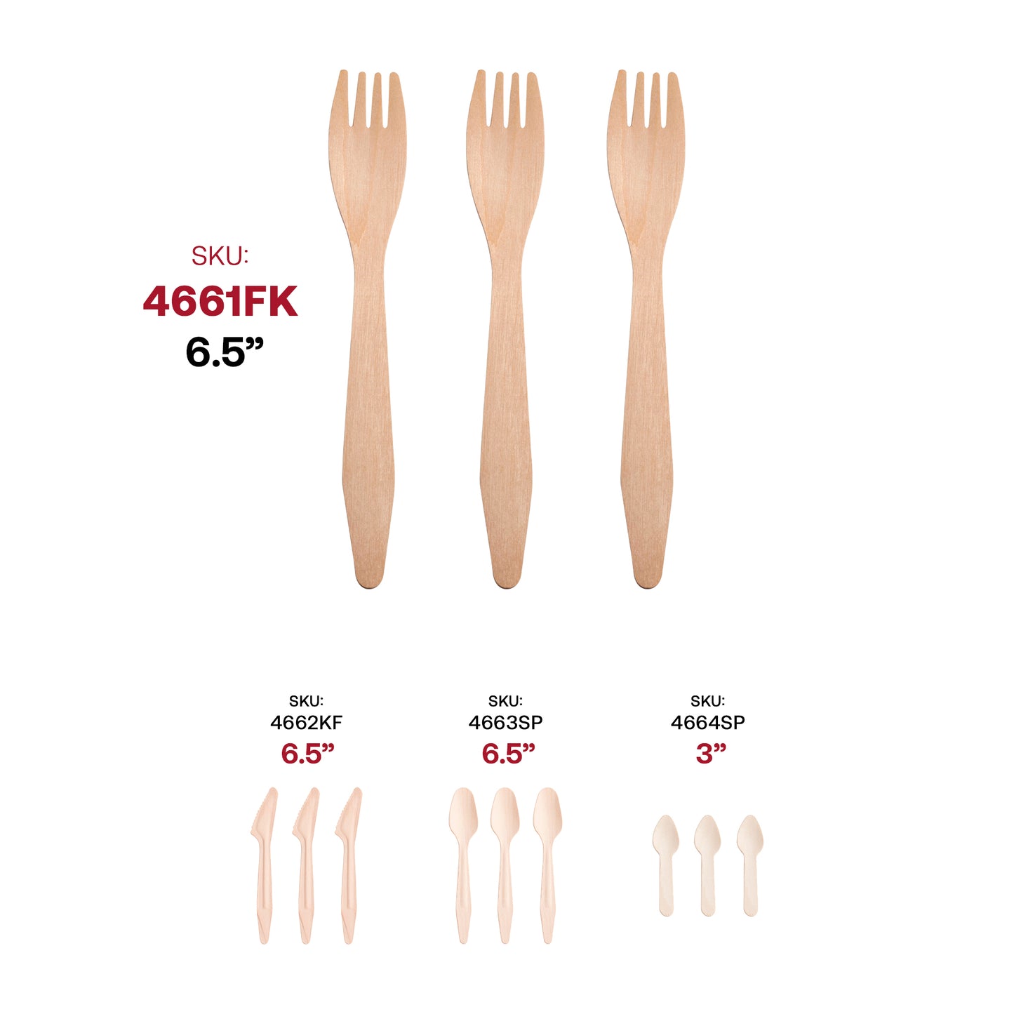 Natural Birch Eco-Friendly Disposable Dinner Forks SKU | The Kaya Collection