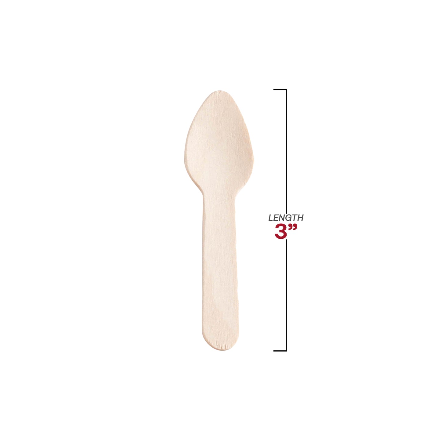 3" Natural Birch Eco-Friendly Disposable Mini Dessert Spoons Dimension | The Kaya Collection