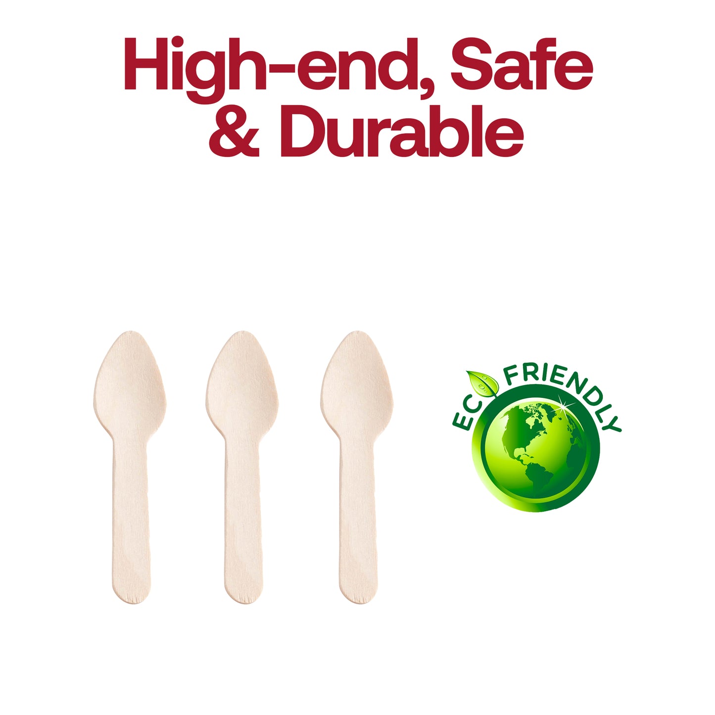 3" Natural Birch Eco-Friendly Disposable Mini Dessert Spoons Eco | The Kaya Collection