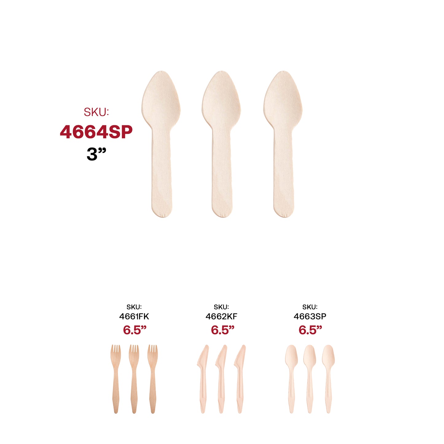 3" Natural Birch Eco-Friendly Disposable Mini Dessert Spoons SKU | The Kaya Collection
